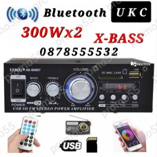 Аудио усилвател, BLUETOOTH,FM, USB,MP3,SD модел UKC-AK-699BT 2X300W