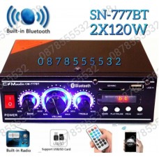 Мощен мини стерео усилвател SN-777BT Bluetooth/USB/FM